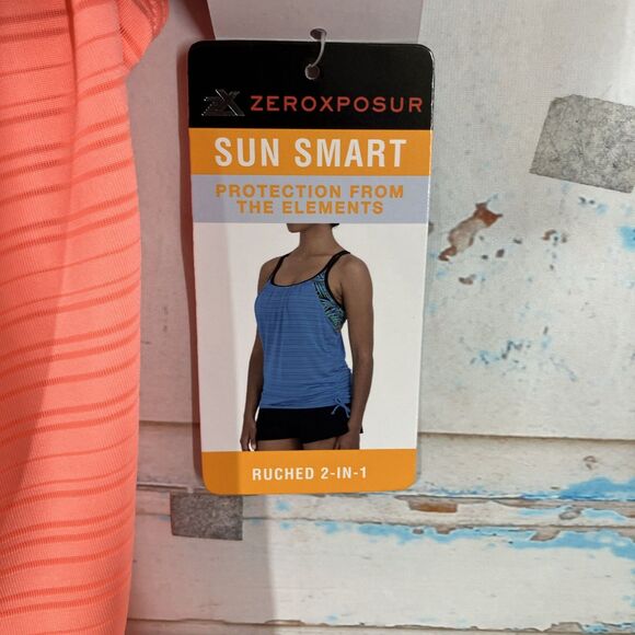 Zeroxposur Sun Smart Ruched 2-In-1 Tankini Top Womens Size M/10 Tigerlily NWT - Picture 5 of 15